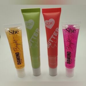 (4)She Butter Lip Balm Duo & She Diamond Bright Lip Gloss Duo